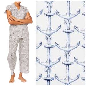 The Cat's Pajamas Women's XS Anchors Away Luxe Pima Capri Pajama Set